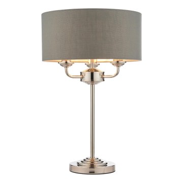 Endon 99149 - Candeeiro de mesa HIGHCLERE 3xE14/18W/230V cinzento/cromado brilhante diâmetro 32 cm
