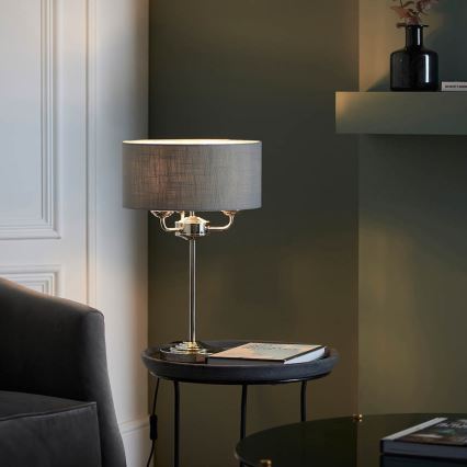 Endon 99149 - Candeeiro de mesa HIGHCLERE 3xE14/18W/230V cinzento/cromado brilhante diâmetro 32 cm