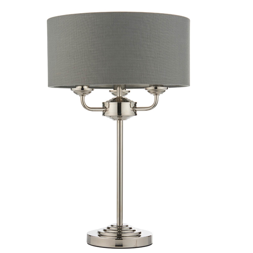 Endon 99149 - Candeeiro de mesa HIGHCLERE 3xE14/18W/230V cinzento/cromado brilhante diâmetro 32 cm
