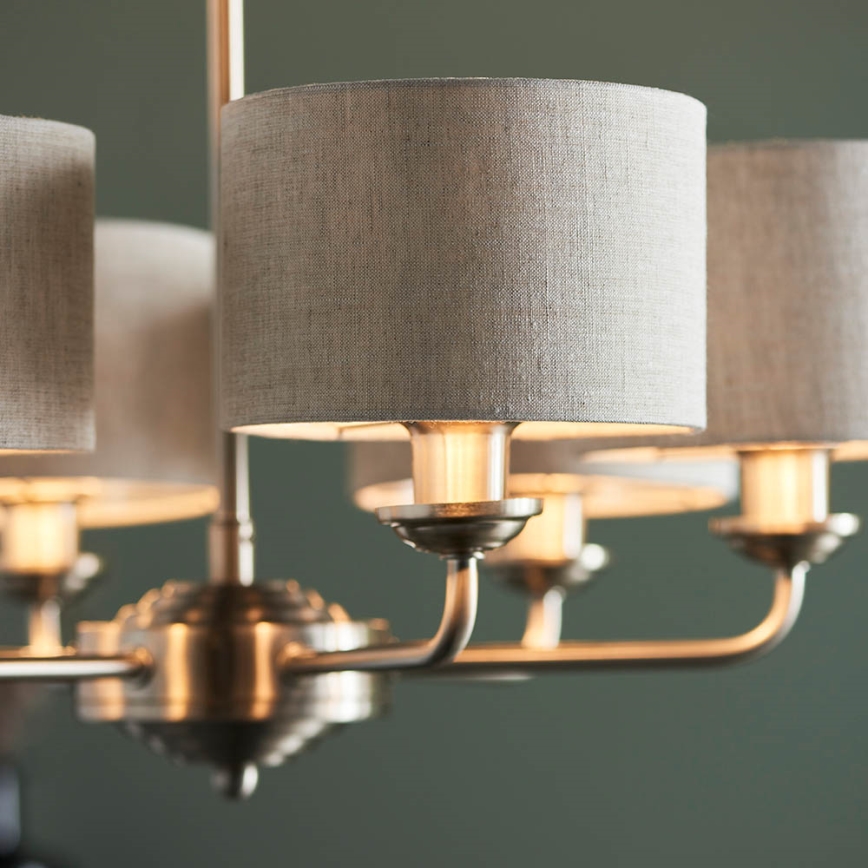 Endon 99151 - Lustre suspenso por corrente HIGHCLERE 6xE14/28W/230V cinzento/cromado mate Ø 53 cm