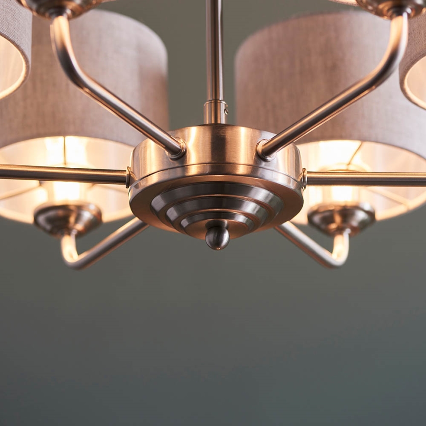 Endon 99151 - Lustre suspenso por corrente HIGHCLERE 6xE14/28W/230V cinzento/cromado mate Ø 53 cm
