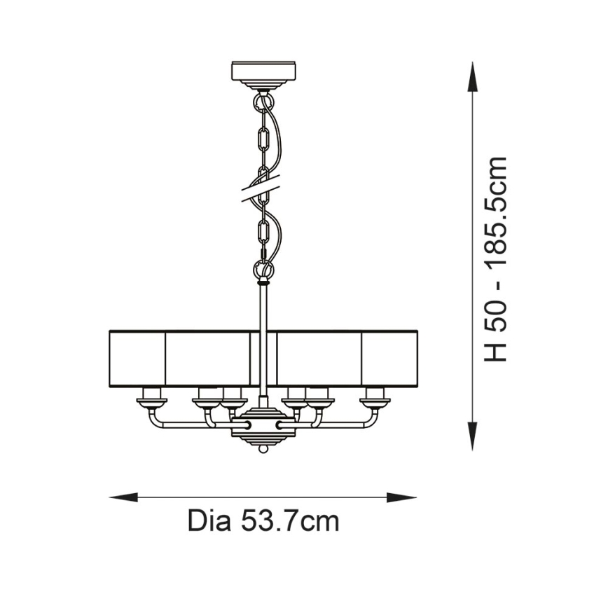 Endon 99151 - Lustre suspenso por corrente HIGHCLERE 6xE14/28W/230V cinzento/cromado mate Ø 53 cm