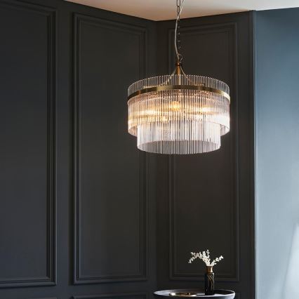 Endon 99166 - Lustre pendente com corrente MARIETTA 5xE14/7W/230V latão/transparente