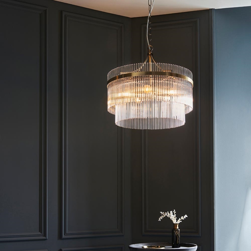 Endon 99166 - Lustre pendente com corrente MARIETTA 5xE14/7W/230V latão/transparente