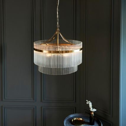 Endon 99166 - Lustre pendente com corrente MARIETTA 5xE14/7W/230V latão/transparente