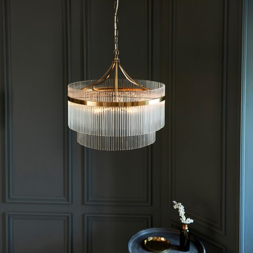 Endon 99166 - Lustre pendente com corrente MARIETTA 5xE14/7W/230V latão/transparente