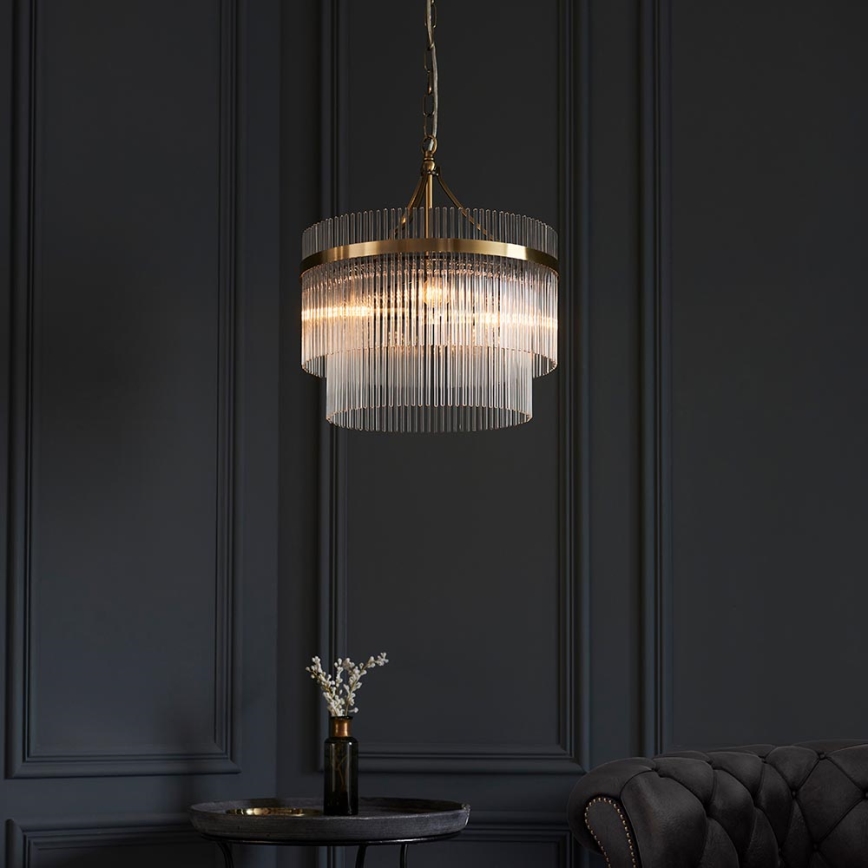 Endon 99167 - Candeeiro suspenso MARIETTA 3xE14/7W/230V latão/transparente