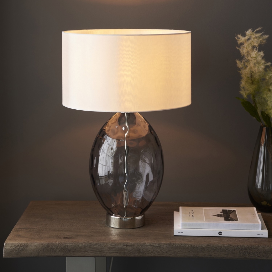Endon 99581 - Lâmpada de mesa regulável ERIN 1xE27/10W/230V creme/cromo mate/preto fumê