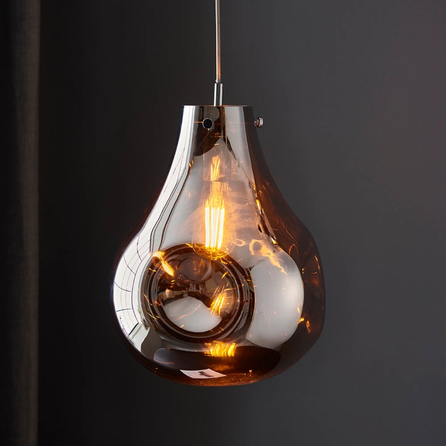 Endon 99788 - Lustre suspenso em cabo EUROPA 1xE27/10W/230V, acabamento preto fumê