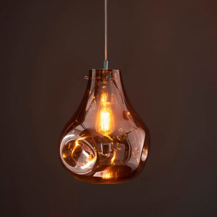 Endon 99790 - Lustre suspenso por cabo EUROPA 1xE27/10W/230V castanho fumado