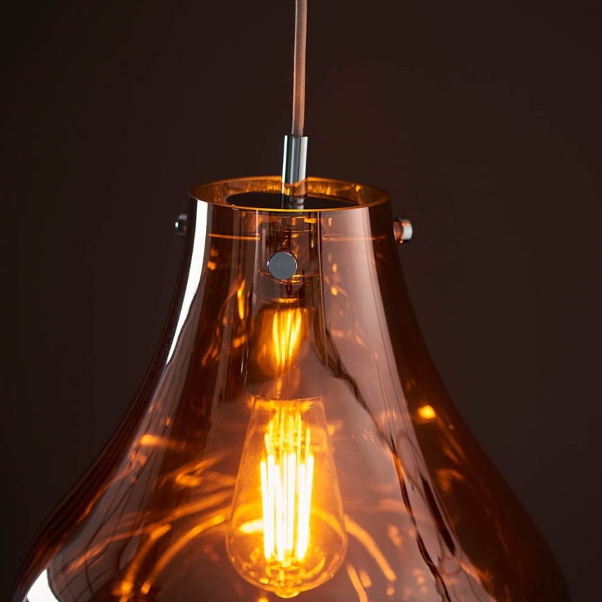 Endon 99790 - Lustre suspenso por cabo EUROPA 1xE27/10W/230V castanho fumado