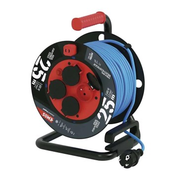 Enrolador com 4 tomadas 25m silicone IP44