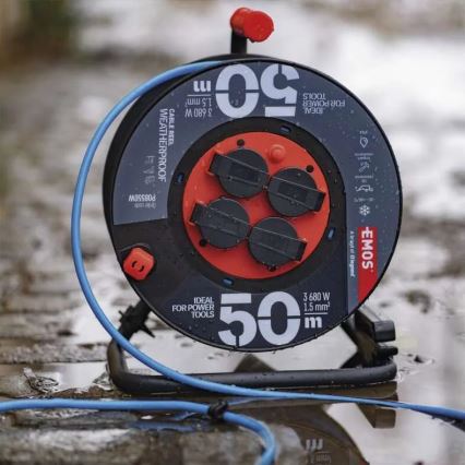 Enrolador com 4 tomadas 50m silicone IP44