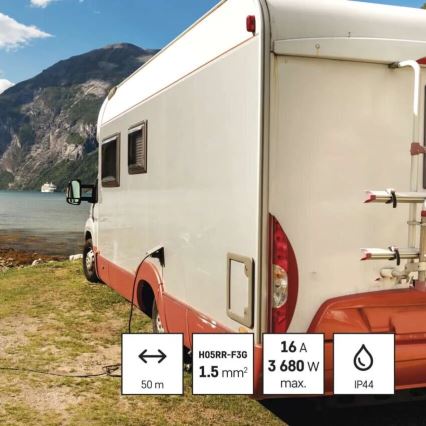 Enrolador de cabos com 4 tomadas 50m vermelho IP44