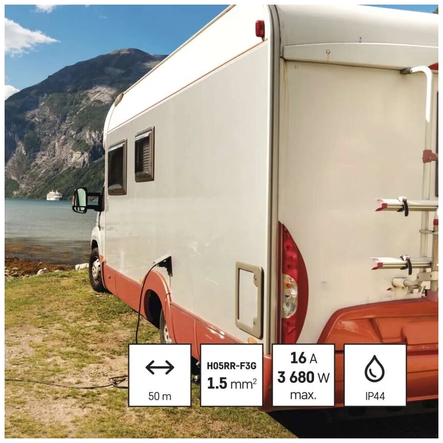 Enrolador de cabos com 4 tomadas 50m vermelho IP44