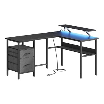 Escrivaninha com iluminação integrada SOLEA-X castanho/preto