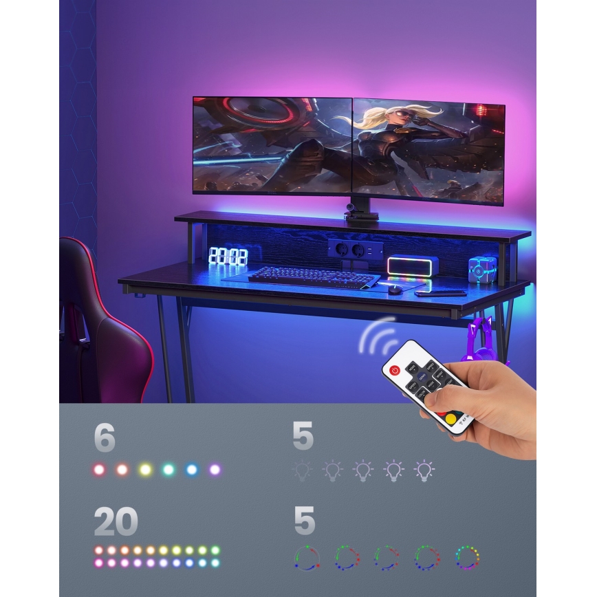 Escrivaninha com iluminação integrada SOLEA-X preta