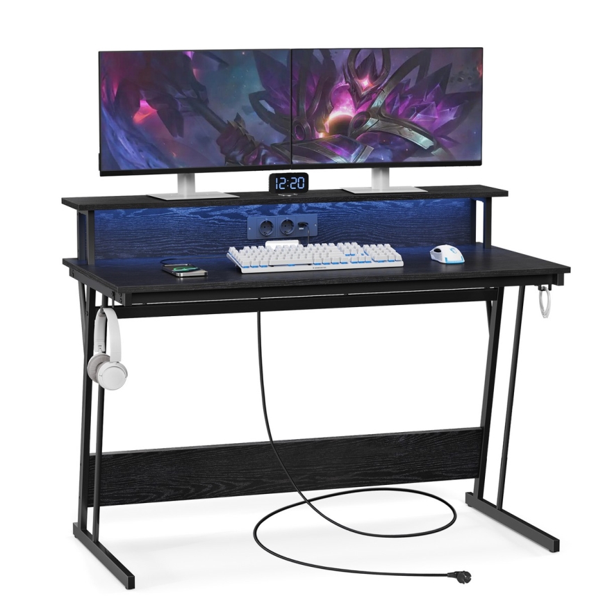 Escrivaninha com iluminação integrada SOLEA-X preta