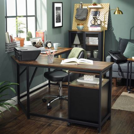 Mesa de escritório de canto SOLEA castanho/preto