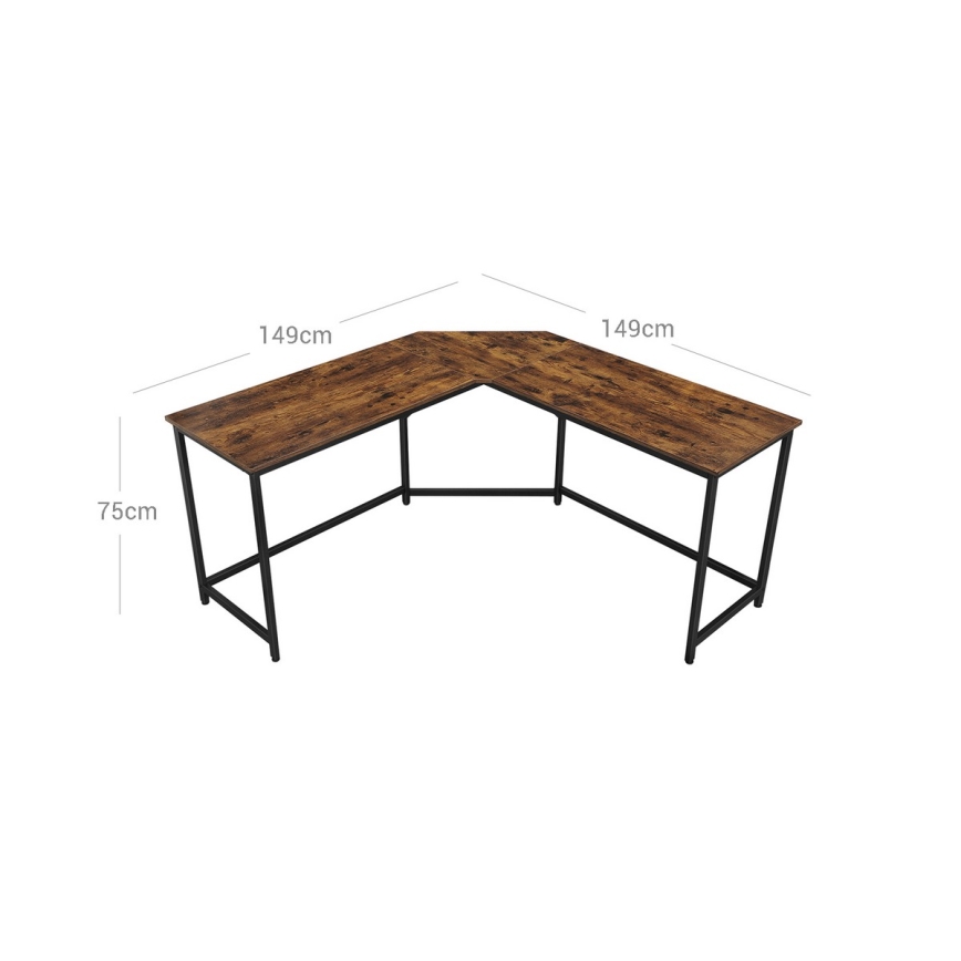 Mesa de escritório de canto SOLEA castanho/preto