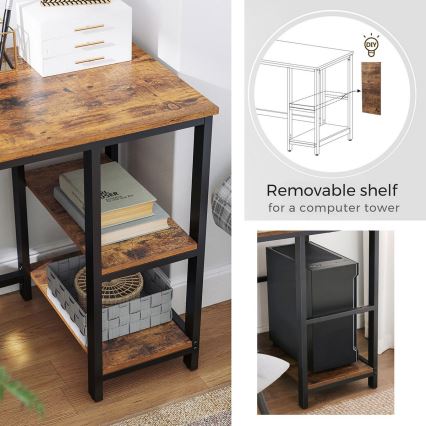 Mesa de escritório de canto SOLEA castanho/preto
