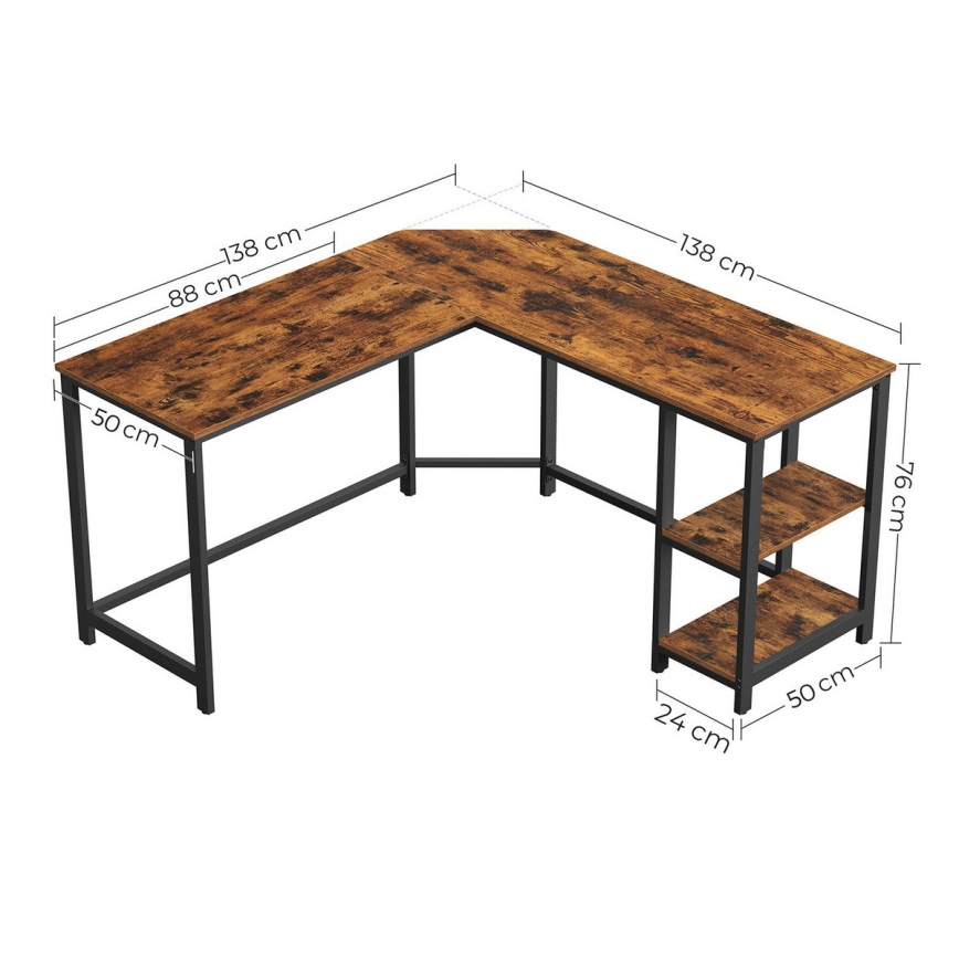 Mesa de escritório de canto SOLEA castanho/preto
