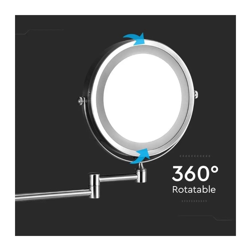 Espelho cosmético de parede LED LED/3W/6V IP44