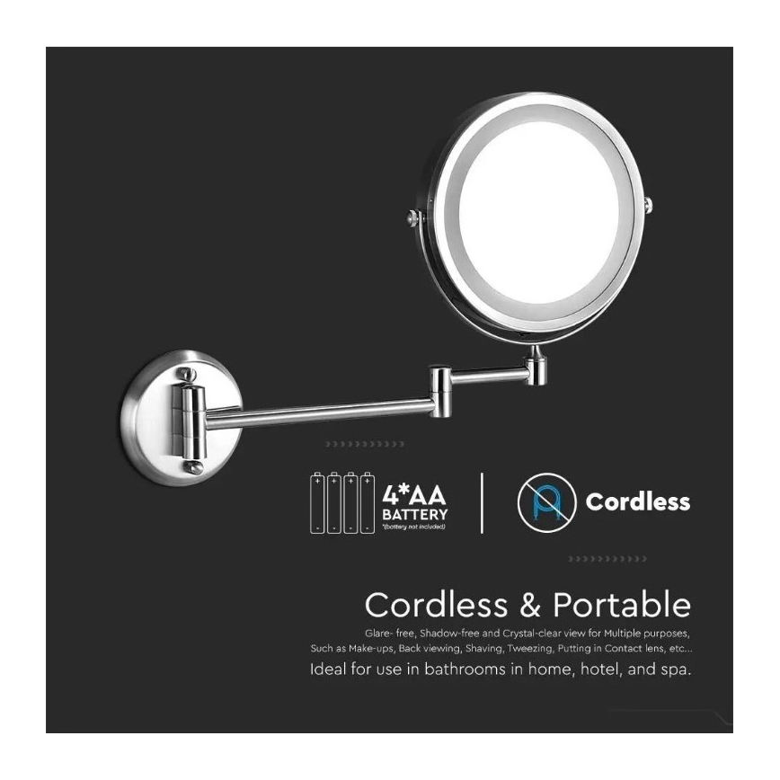 Espelho cosmético de parede LED LED/3W/6V IP44