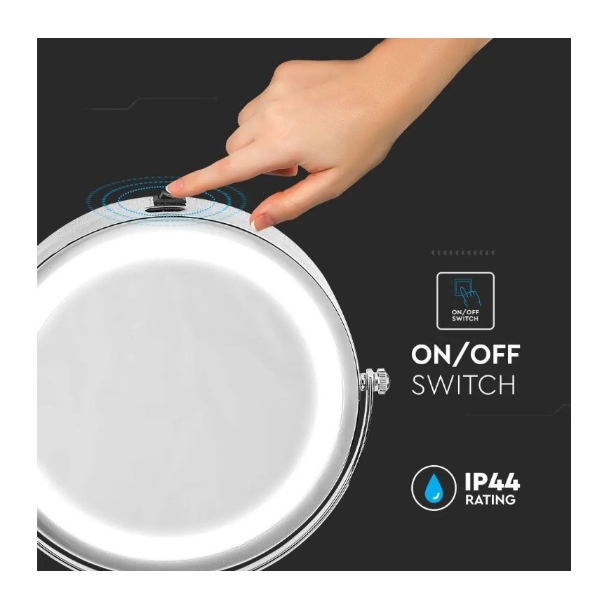 Espelho cosmético LED LED/3W/6V 4xAA IP44