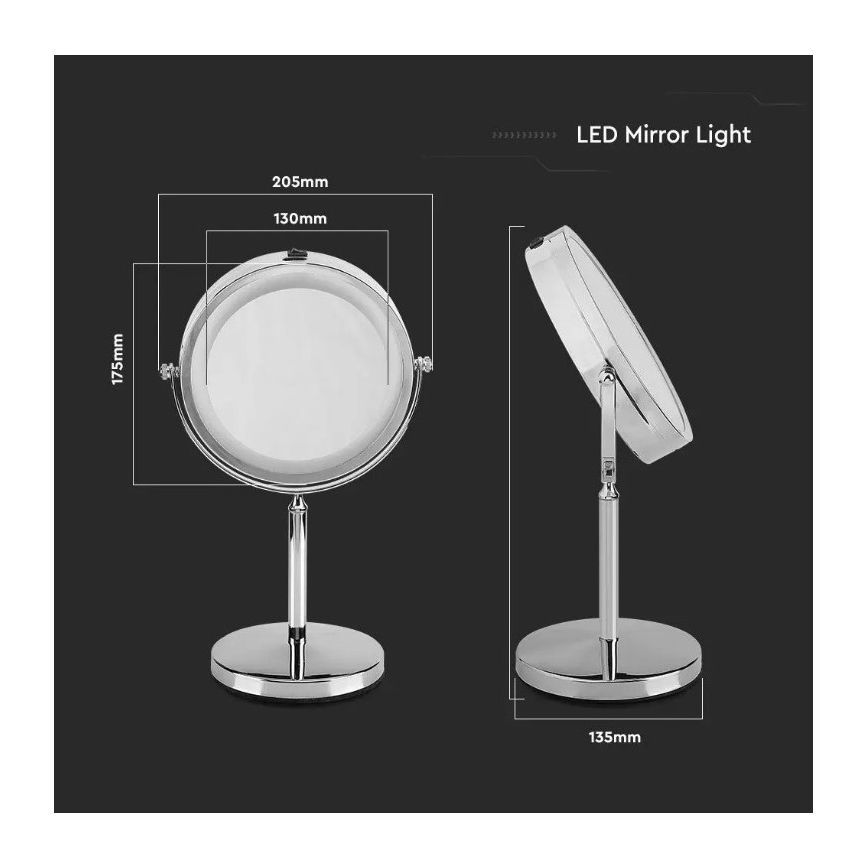 Espelho cosmético LED LED/3W/6V IP44