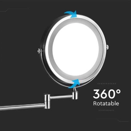 Espelho de maquilhagem LED para parede LED/3W/6V 4xAA IP44