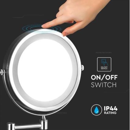Espelho de maquilhagem LED para parede LED/3W/6V 4xAA IP44