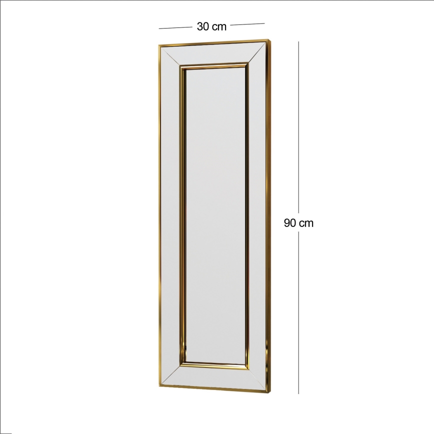 Espelho de parede CARLOS 90x30 cm dourado