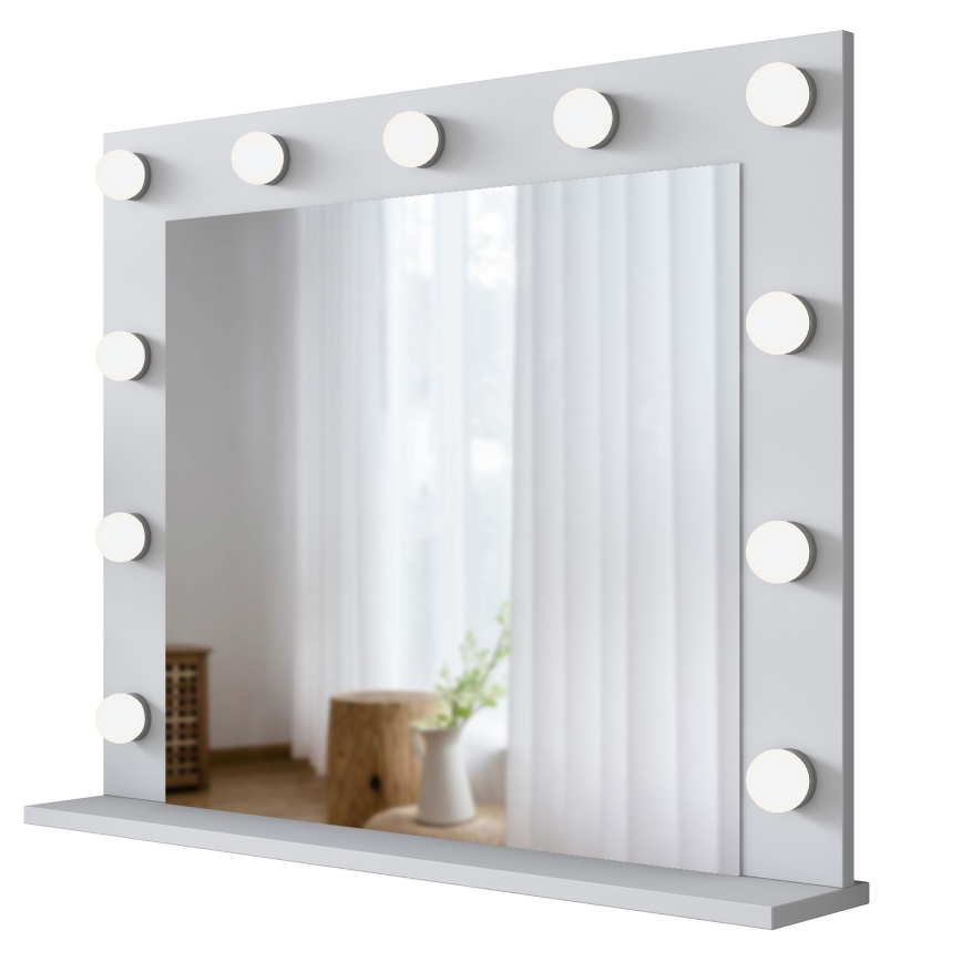 Espelho de parede com uma prateleira RANI 90x71,8 cm branco