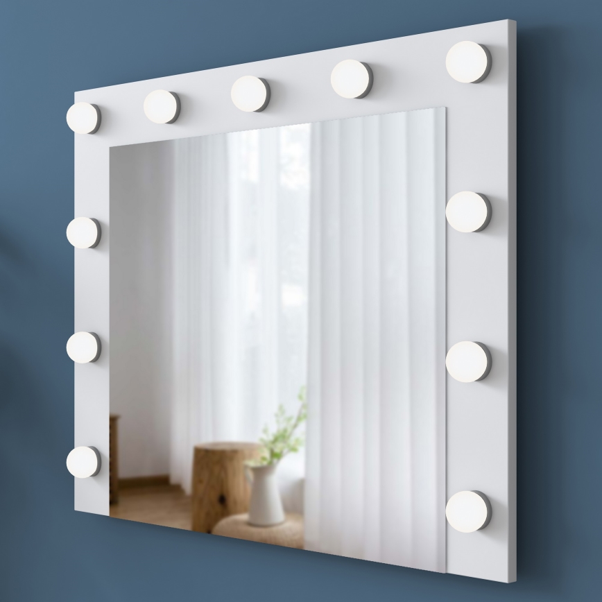 Espelho de parede com uma prateleira RANI 90x71,8 cm branco