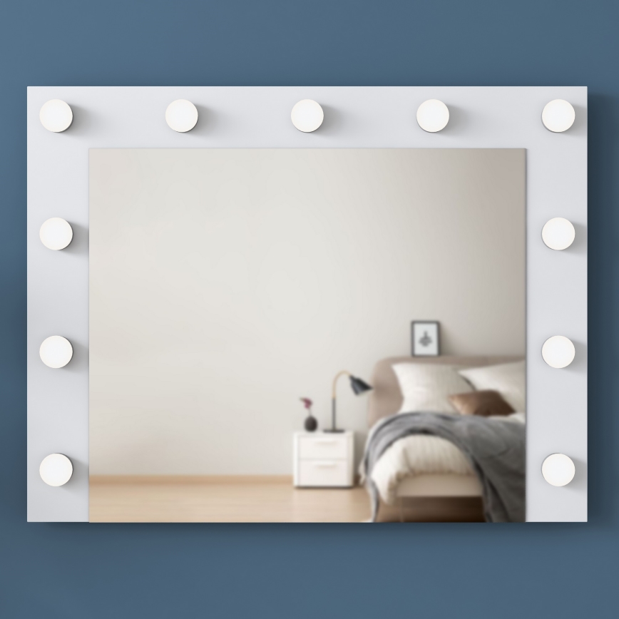 Espelho de parede com uma prateleira RANI 90x71,8 cm branco