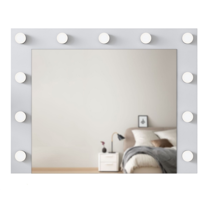 Espelho de parede com uma prateleira RANI 90x71,8 cm branco