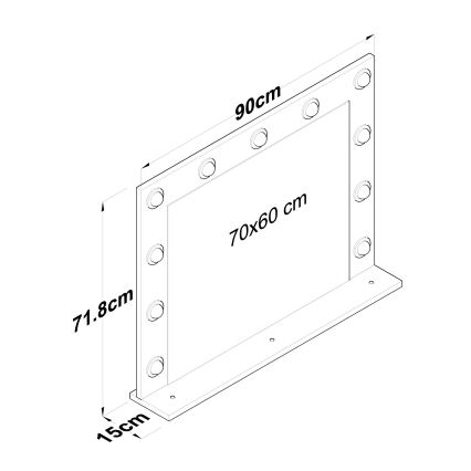 Espelho de parede com uma prateleira RANI 90x71,8 cm branco