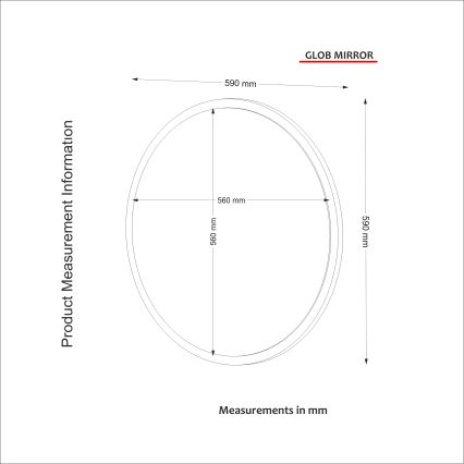 Espelho de parede GLOB d. 59 cm branco