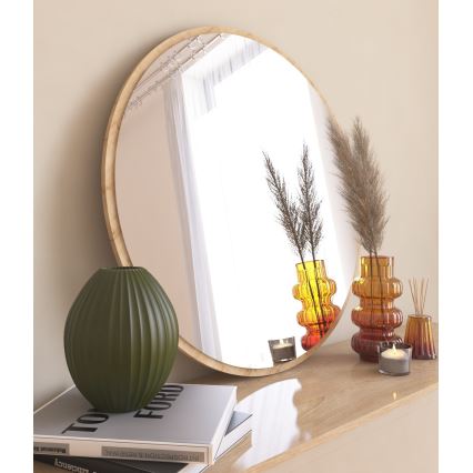 Espelho de parede OZZE diâmetro 60 cm castanho