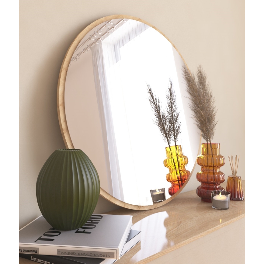 Espelho de parede OZZE diâmetro 60 cm castanho
