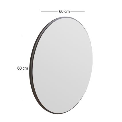 Espelho de parede OZZE diâmetro 60 cm preto