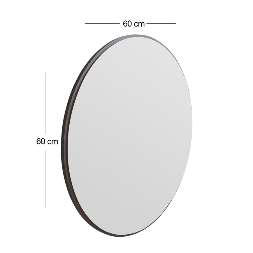 Espelho de parede OZZE diâmetro 60 cm preto