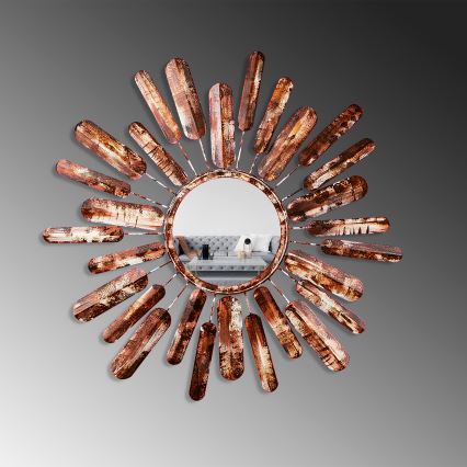 Espelho de parede SOL diâmetro 75 cm castanho
