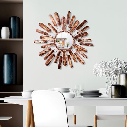Espelho de parede SOL diâmetro 75 cm castanho