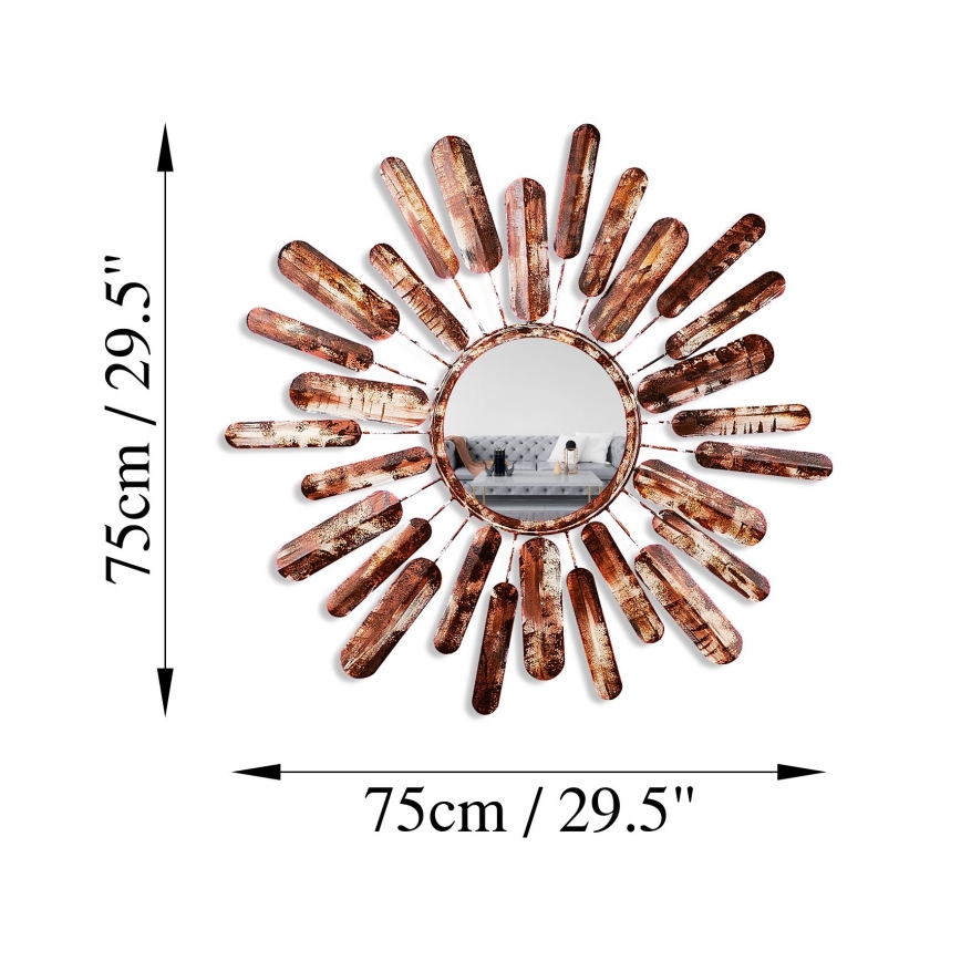 Espelho de parede SOL diâmetro 75 cm castanho