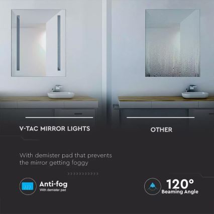 Espelho retro iluminado LED aquecido para casa de banho LED/17W/230V IP44