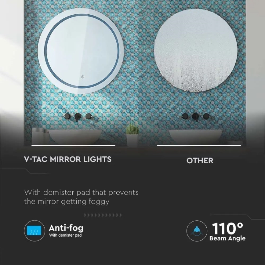 Espelho retro iluminado LED aquecido para casa de banho LED/25W/230V IP44 3000K/4000K/6400K