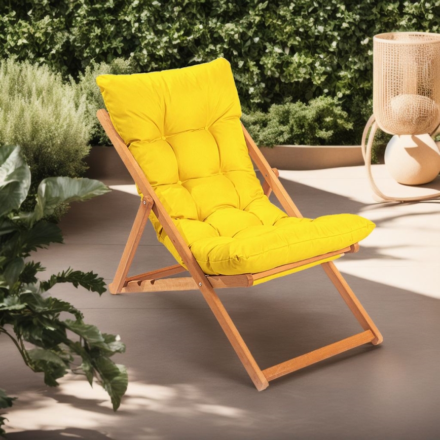 Espreguiçadeira de jardim amarelo/faia