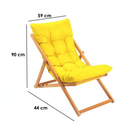 Espreguiçadeira de jardim amarelo/faia